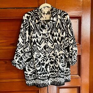 CJ Banks Button Down Ikat Top